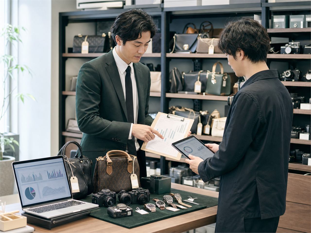 リユース事業のM&A検討を支援する資料と商材イメージ
